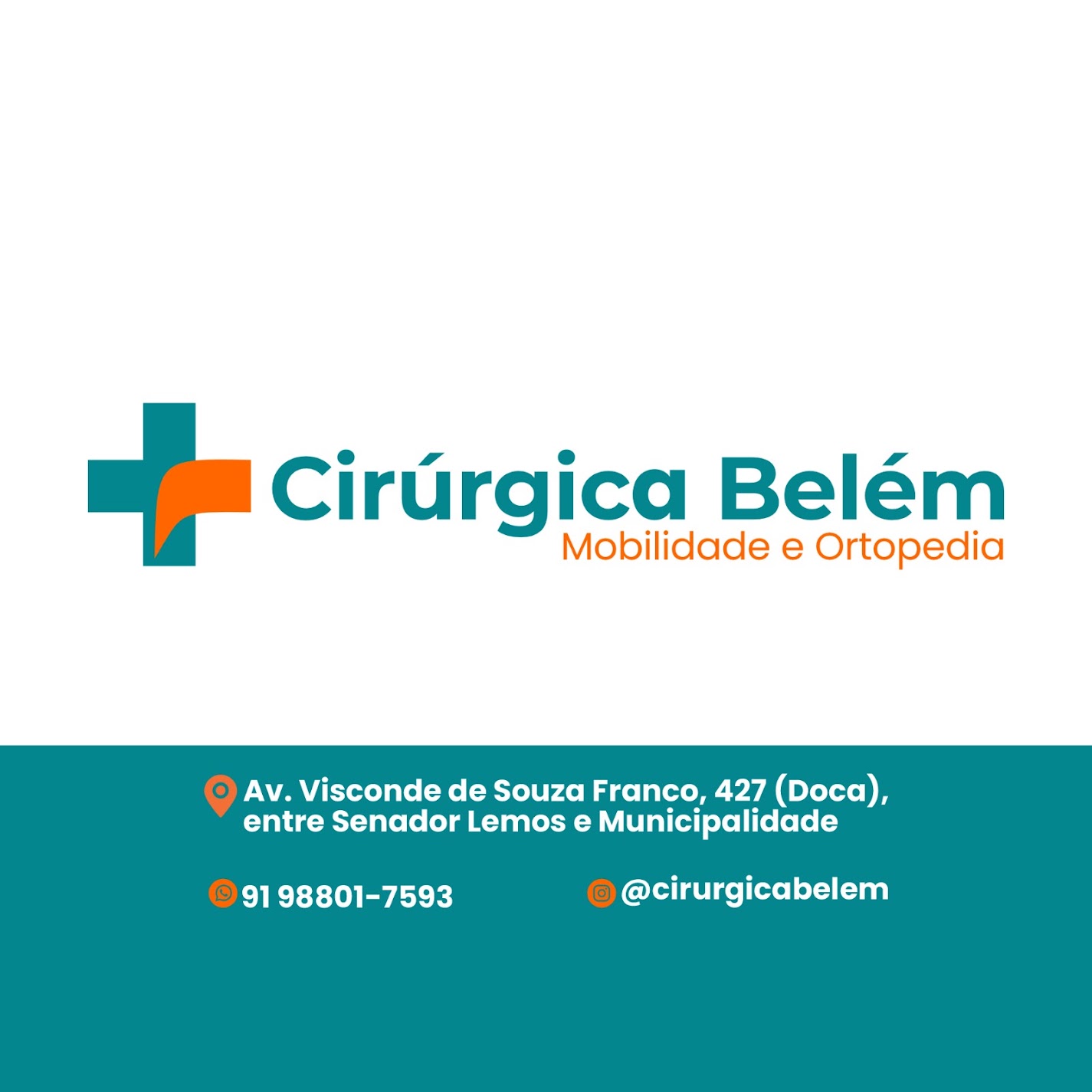 Logo da Cirúrgica Belém com endereço na Avenida Visconde de Souza Franco, 427, telefone e Instagram